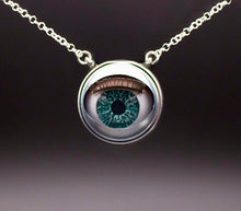 Load image into Gallery viewer, Aqua doll eye necklace on plain background