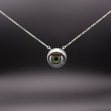 Load image into Gallery viewer, green eye necklace shown on black plain background