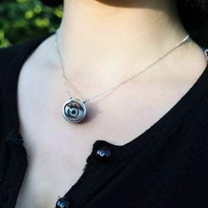 alternative gothic pin up jewellery silver grey eyeball necklace statement necklace