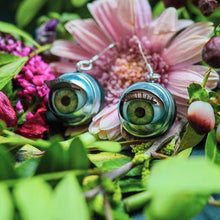 Load image into Gallery viewer, Large Green Doll Eye Earrings