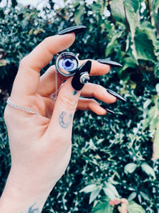 Blinking Doll Eye Necklace- Amethyst Purple