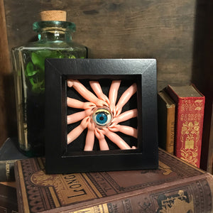 shadow box art doll parts doll eyes black dark artwork creepy cute