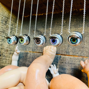 Blinking Doll Eye Necklace- Amethyst Purple