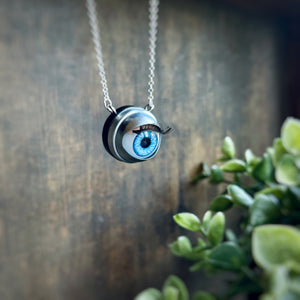 Blinking Doll Eye Necklace - Icy Blue
