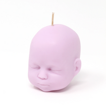 Load image into Gallery viewer, pink doll head shaped candle on white background